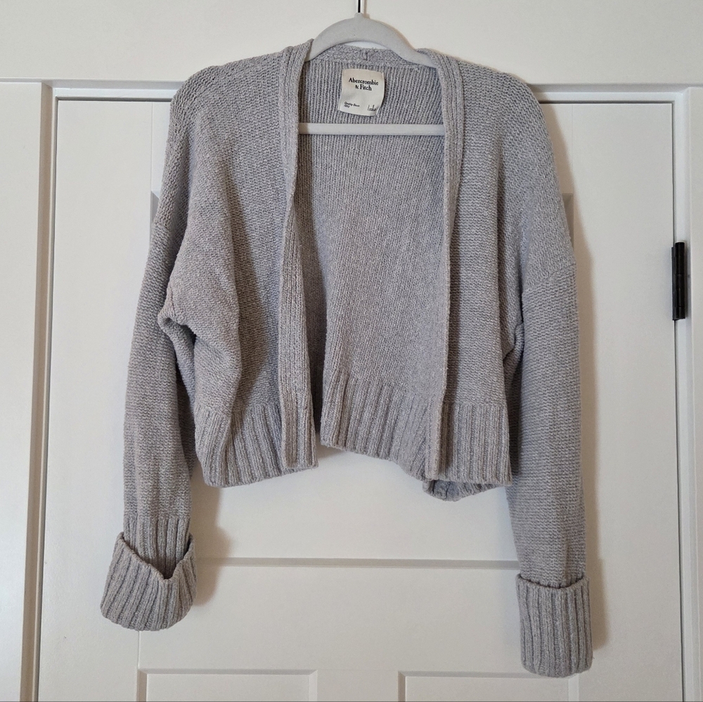 Abercrombie & Fitch Open Front Cardigan Sweater In Light Grey Size Small